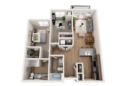 Floor plan for 2 beds, 2 baths, 1025 sqft